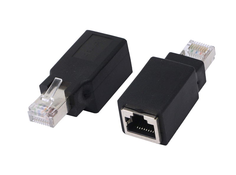 CERRXIAN RJ45 Ethernet LAN Male to Female Cat5 / Cat5e / Cat6 Crossover Adapter(2-Pack),Black (Straight) - Image 1